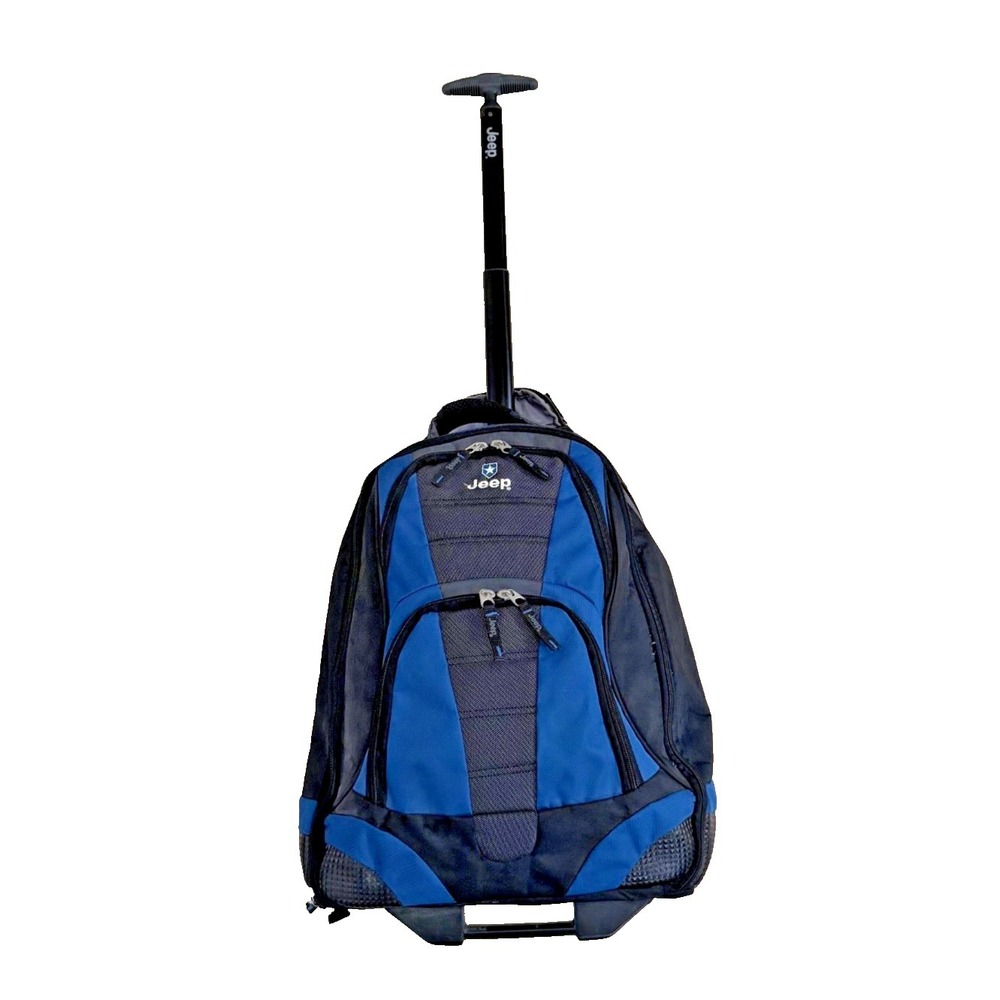 Jeep Rolling‎ Backpack Blue/Black; Plus Straps; Multi Compartments; 21 x 14 x 8